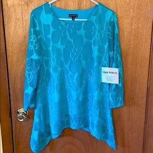 Turquoise Quarter Sleeve Knitted Top